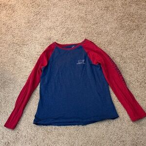 Vineyard Vines Blue and Red Long Sleeve Tee